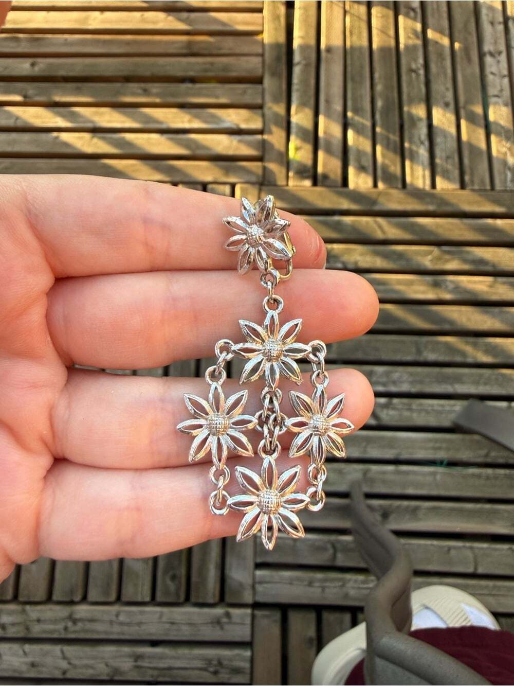Vintage D’orlan Silver Tone Sunflower Necklace and Clipon Set - Picture 6 of 9